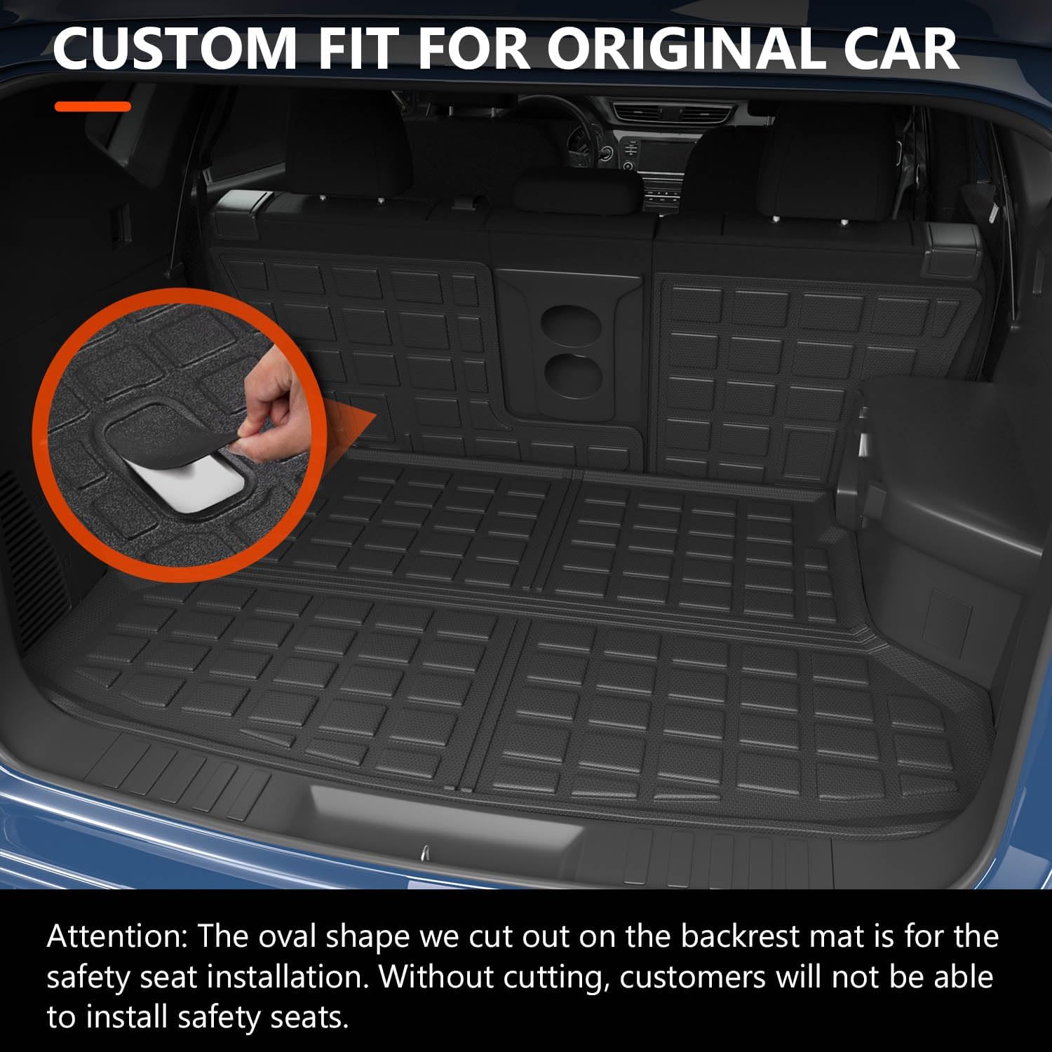 powoq Trunk Mat Compatible with 2014-2020 Nissan Rogue SV S SL Cargo Mat TPE Backrest Trunk Liner Cargo Liner Replacement for 2014-2020 Nissan Rogue Accessories