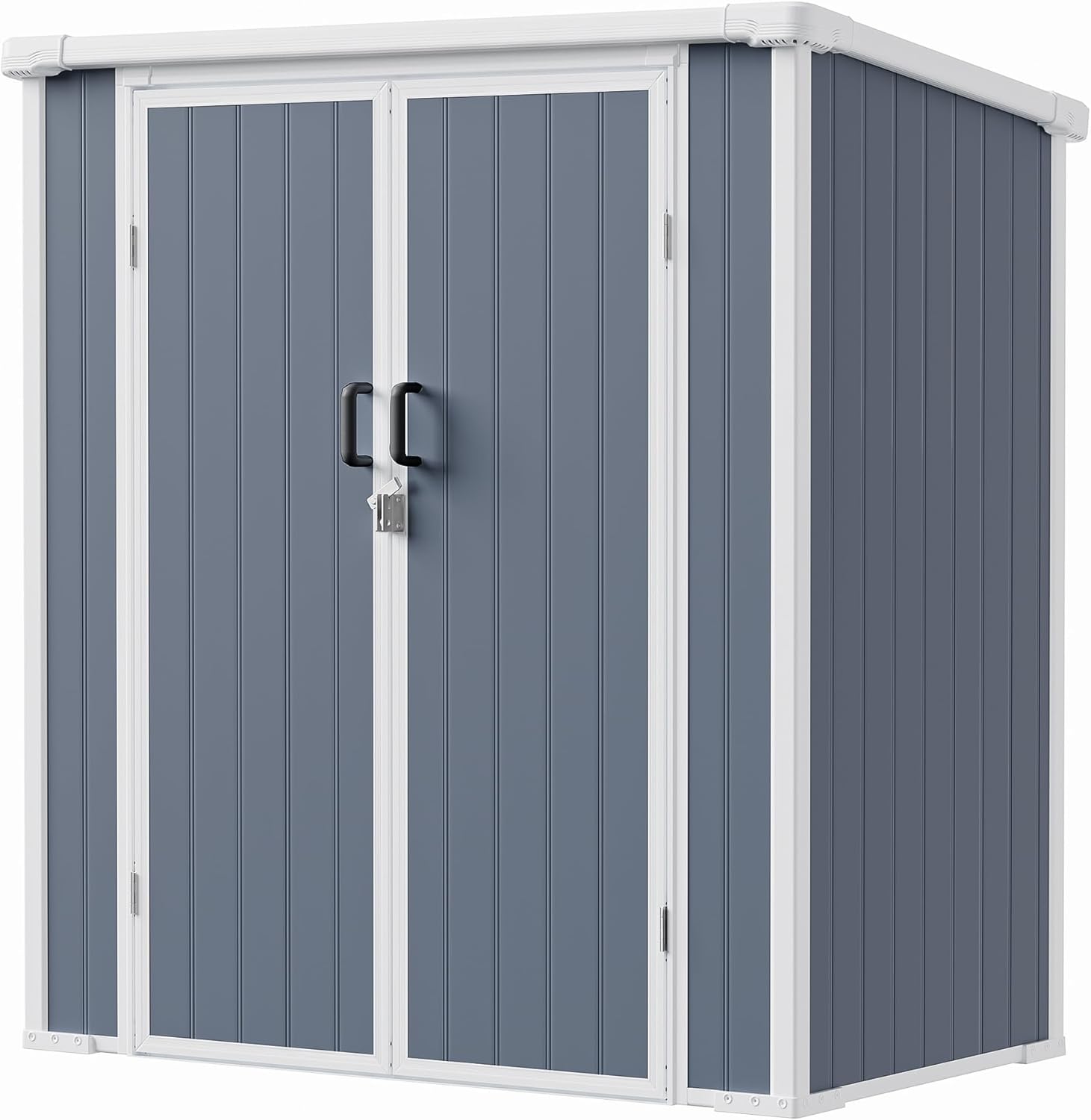 5x3 Resin Garden Sheds & Outdoor Storage on Clearance, Weather-Resistant Plastic Shed with Floor and Lockable Door for Garden Tools, Lawn Mower, Bike, Backyard Organization, Drak Grey