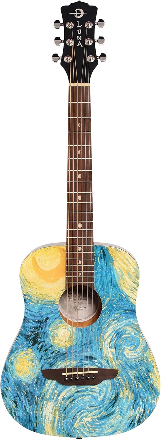 Luna Travel 3/4 Size Acoustig 6 String Guitar w/ Starry Night Graphic