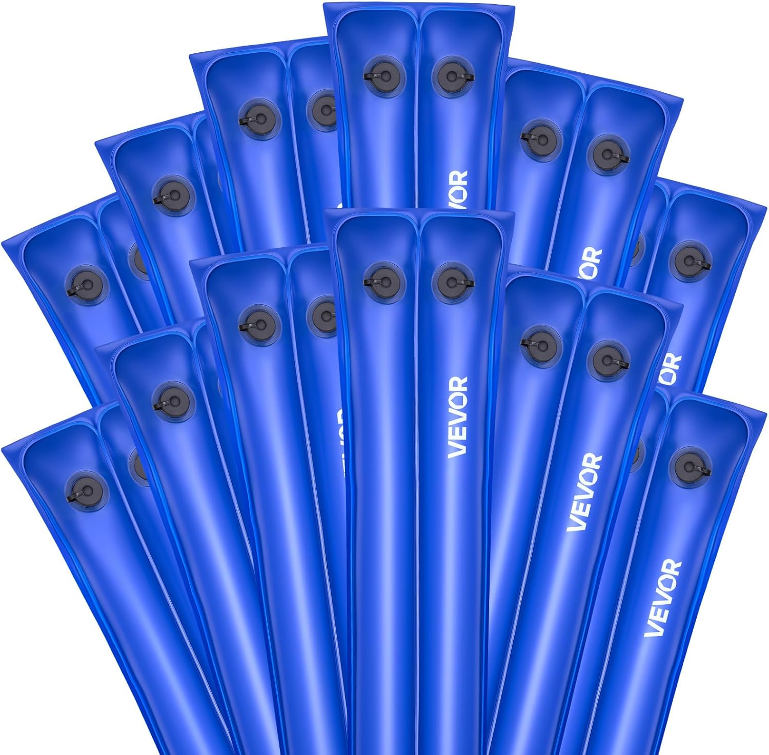 VEVOR Pool Cover Water Bags, 12 Packs 10 Ft, Double Chamber Pool Cover Water Tubes, 0.4mm Thick PVC Bags Weights with Leakproof Screw Cap, for Inground Swimming-Pool Covers Winter Closing, Blue