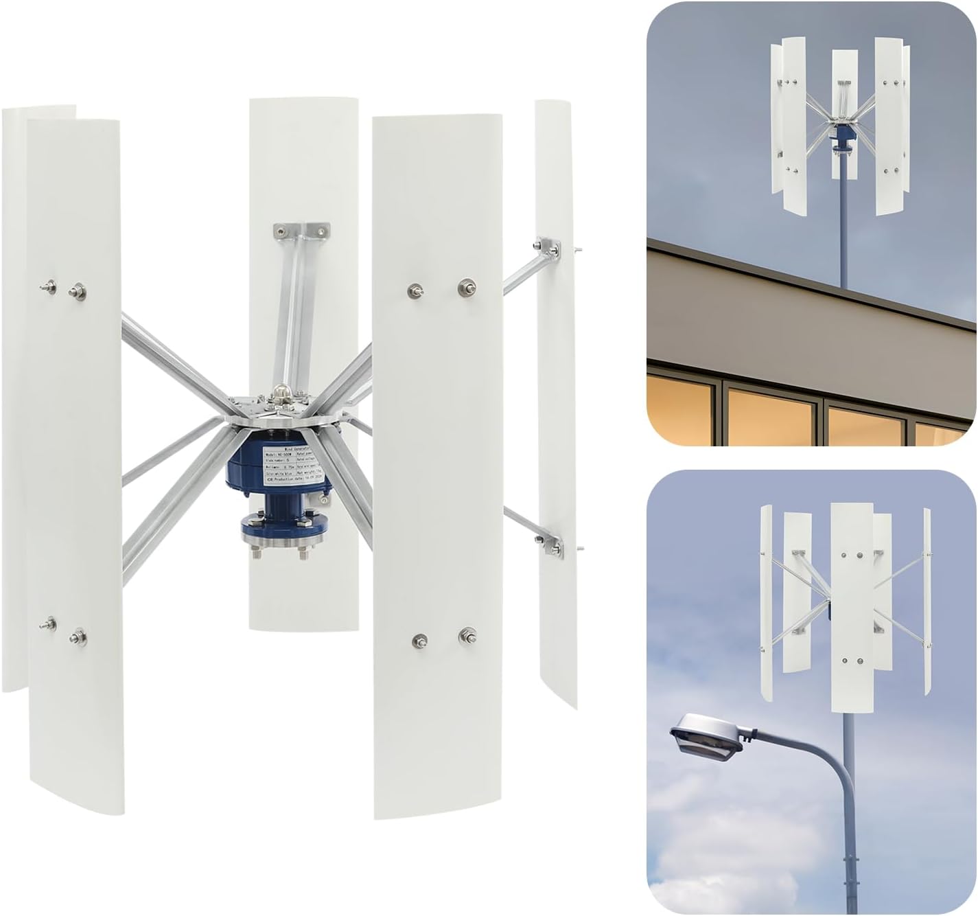 5-Blade Wind Turbine Generator, 500W Vertical Axis Wind Turbine Generator, 12V Wind Power Generator, Automatic Wind Direction Adjustment Wind Turbines, Use for Ship, Pavilion, Cabin