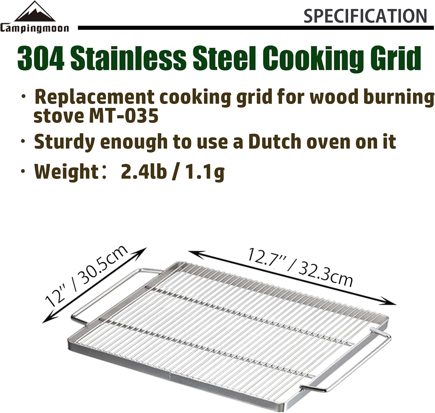 CAMPINGMOON 3-in-1 Portable Stainless Steel Wood Burning Grill and Fire Pit 14x15.35-inch with Carrying Bag