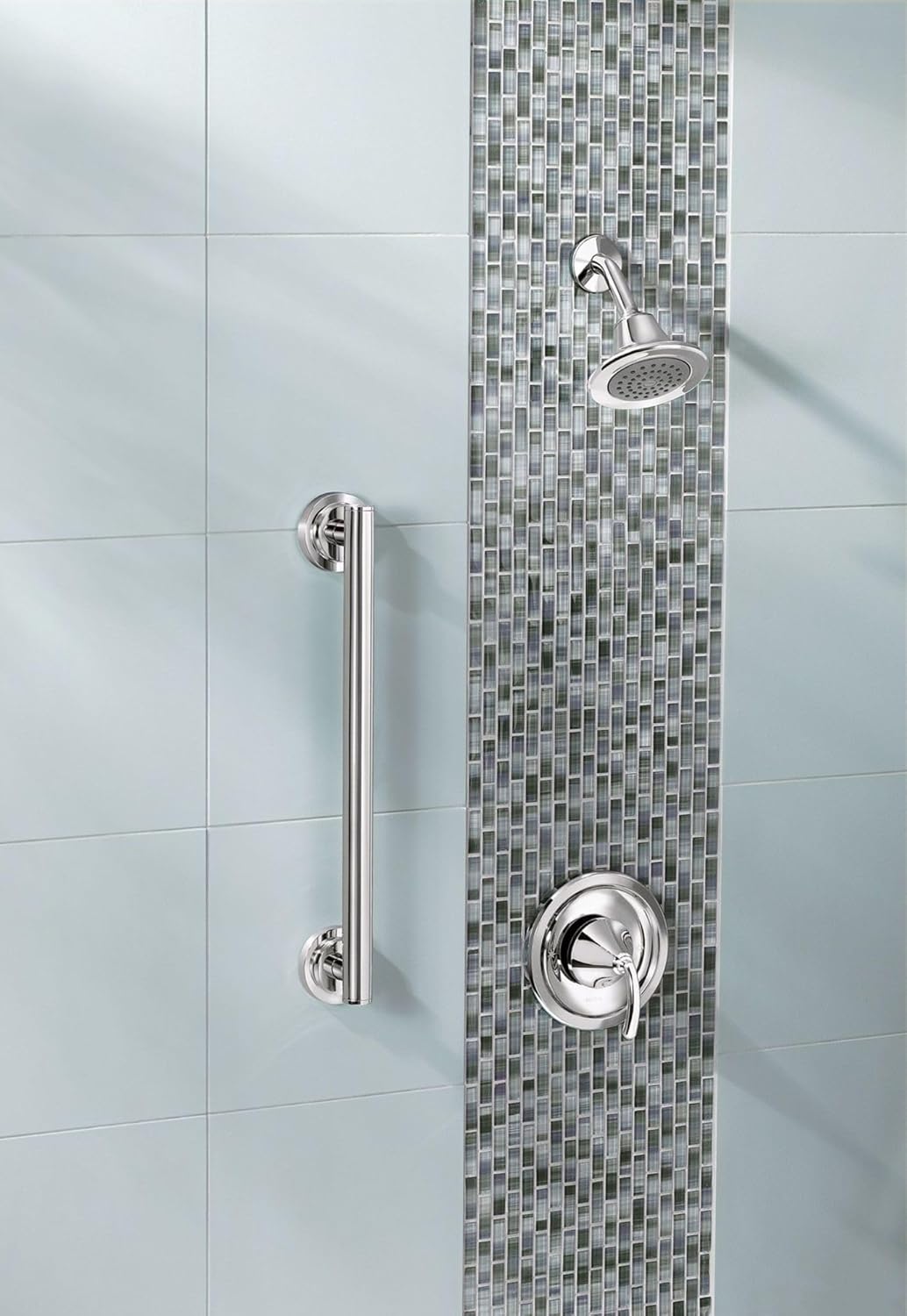 Moen YG0712CH Bathroom Safety 12-Inch Stainless Steel Modern Bathroom Grab Bar, Chrome