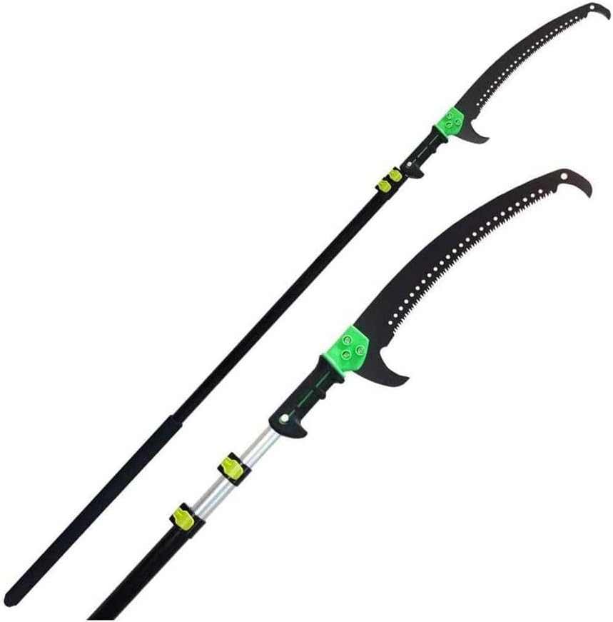 18FT/5.4M Telescopic Pruning Saw with Curved Tree Saw Aluminum Extendable Telescopic Rod for Pruning and Trimming Branches Cutting Leaves Garden Landscaping Fruit Tree Saw
