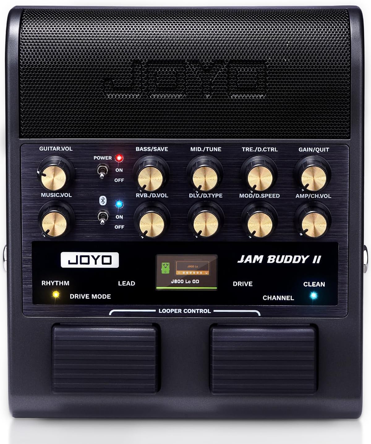 JOYO 10W Portable Electric Guitar Amp Multi-Effects Pedal Combo Amplifier with Footswitch,14 Amp Models,3-Band EQ,36 Drum Patterns & Looper,OTG Recording,Bluetooth for Practice(JAM Buddy II, Black)