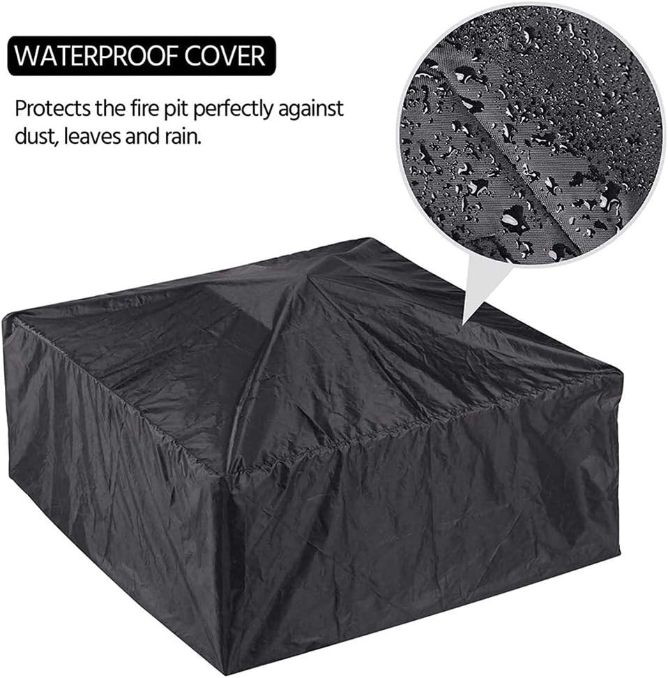 Square BBQ Firebowl,with Spark Screen Poker Waterproof Cover Fire Pit,30 Inch Wood Burning Firepits