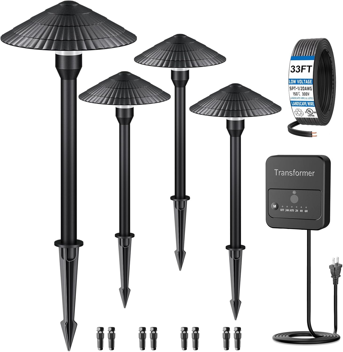 Landscape Lighting Pathway Lights 4 Pack, 5W Low Voltage LED Outdoor Garden Lights, Cast Aluminum with Acrylic Lens, IP66 Waterproof Yard Walkway Driveway Patio Path Lights, Transformer Cable Included