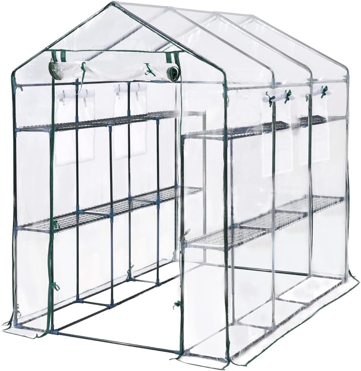 Greenhouse for Outdoors, Large Walk-in 6-Tier Plant Shelves, 85 in x56 in x77 in Heavy Duty Garden Greenhouse, Weatherproof Plant Tent with Vent Windows for Backyard & Patio, UV Protection