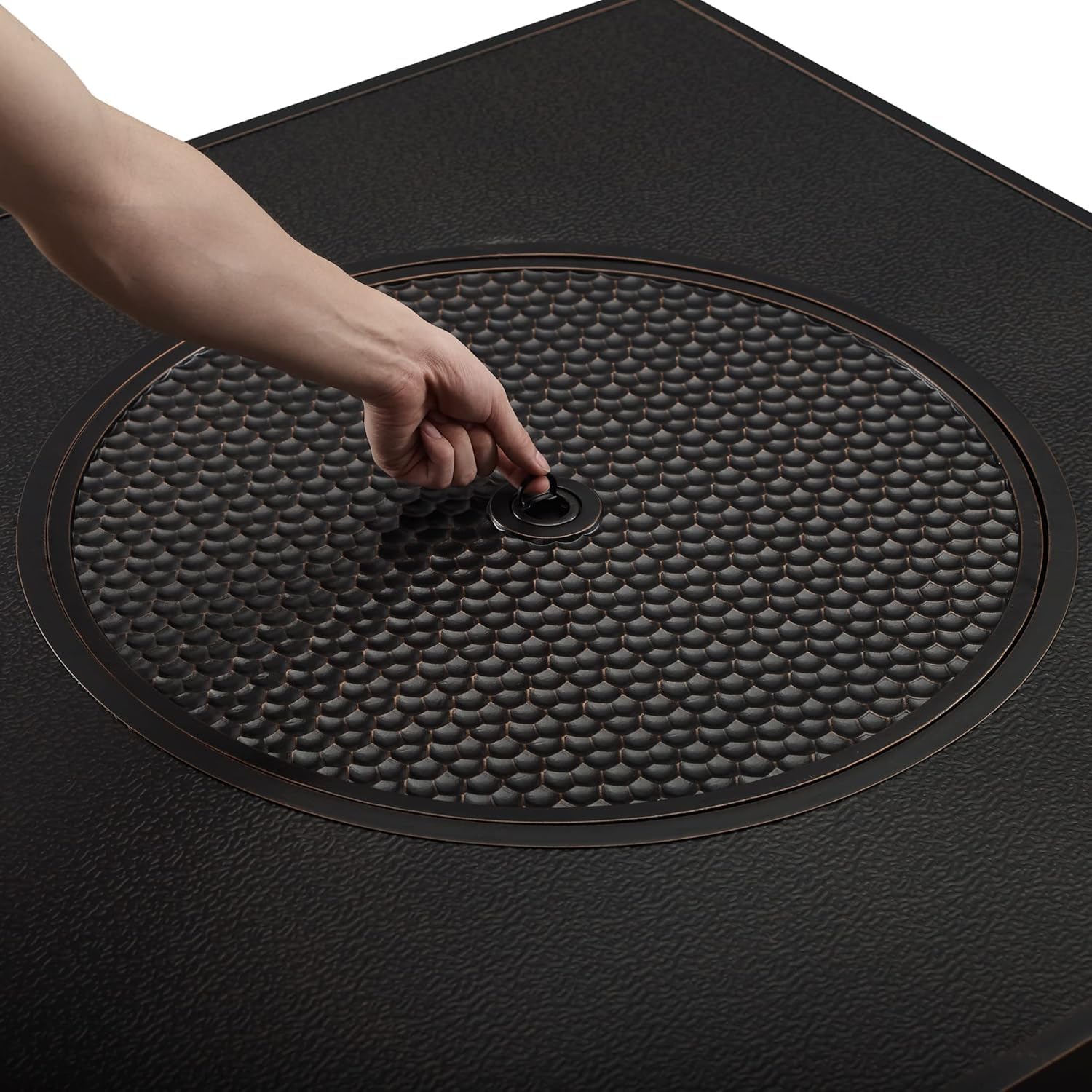 Square LPG/NG Gas Fire Pit Table 55K BTU w/Burner Lid, Cover, Fire Glass #65155