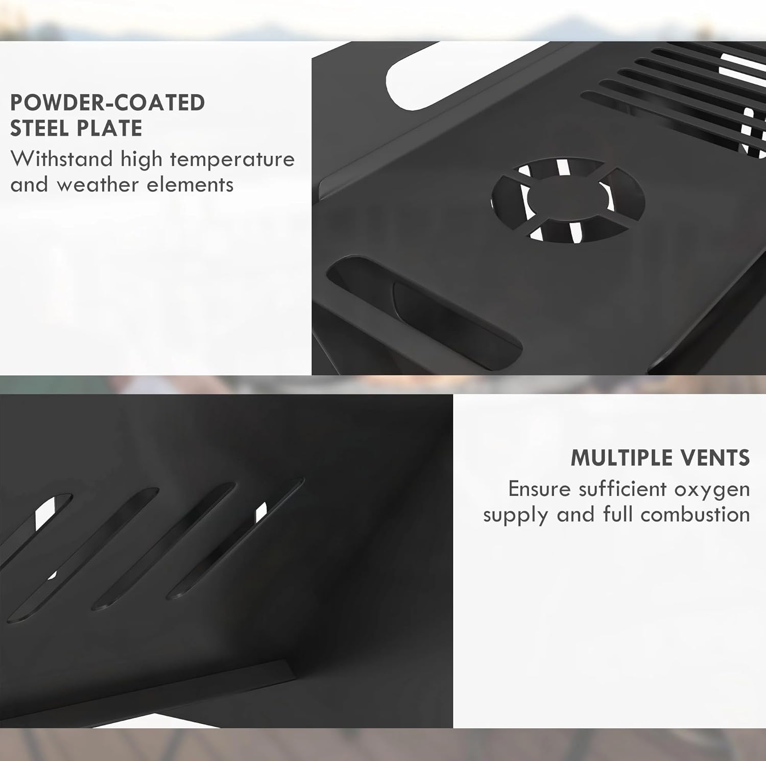 3-in-1 Portable Fire Pit, Stove, Coffee Table, Wood Burning Firepit with Carrying Bag and Quick Assembly for Camping, Bonfire, Picnic, Backyard, Patio, Black