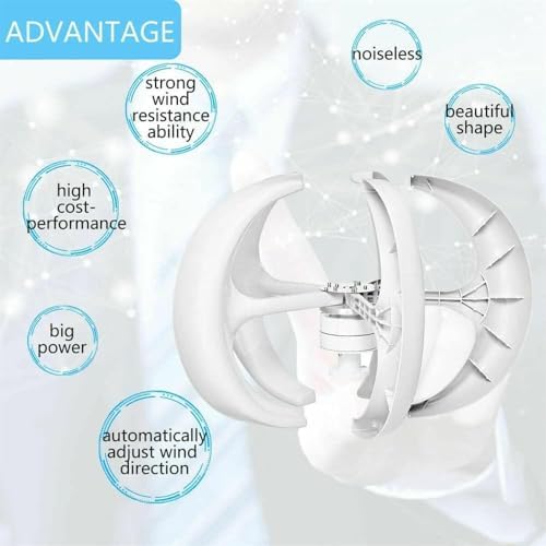 Vertical Wind Turbine Generator 400W 600W 800W 1000W 1200W - 12V/24V Lantern Type, 5-Blade Design, Efficient Renewable Energy with Controller for Home, Farm, and RV Use