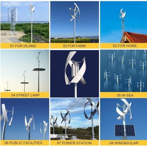 8000W Horizontal Wind Turbine Generator Kit for Home Use - Vertical Magnetic Levitation, 3 Silent Blades, Battery Charging Controller, Eco-Friendly Energy Solution
