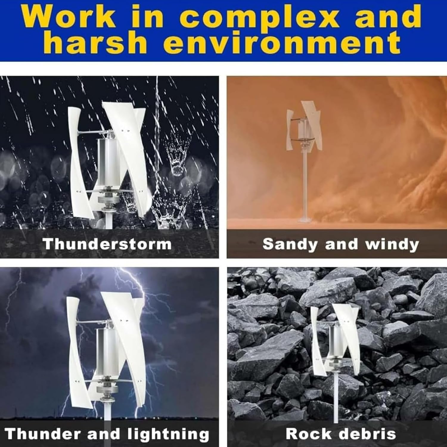 6000W Water Proof Low Noise Wind Turbines Generator,12V 24V 48V 220V Windmill Generator with Controller/3 Blades for Home, Street Lighting