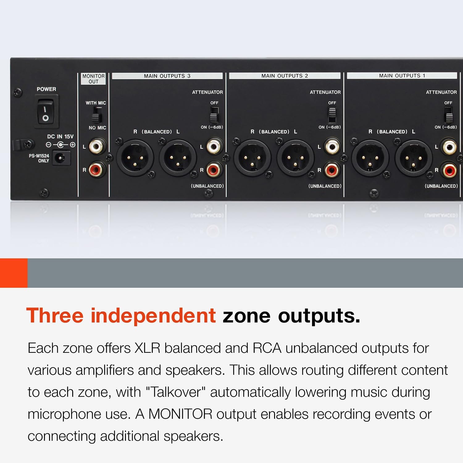 Tascam 7-Channel 3-Zone Rackmount Audio Mixer With Voice Priority (MZ-223)