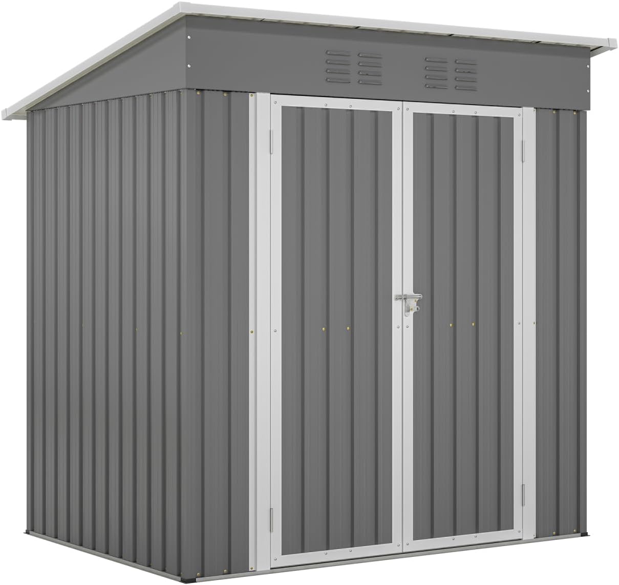 6'x4' Outdoor Metal Storage Shed for Garden Tools Lockable Door with Floor Frame