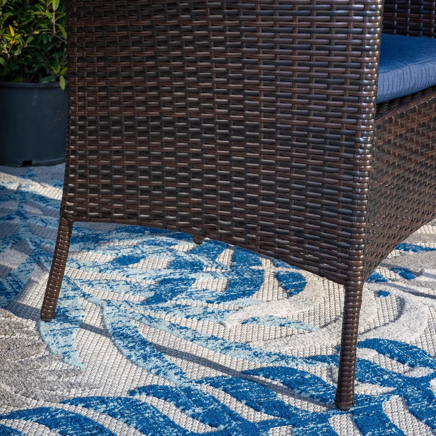 PHI VILLA 28” Propane Fire Table Conversation Set, 5 Piece Gas Fire Table with 4 Cushioned Wicker Chairs, Outdoor Fire Pit Dining Conversation Set for Patio, Yard