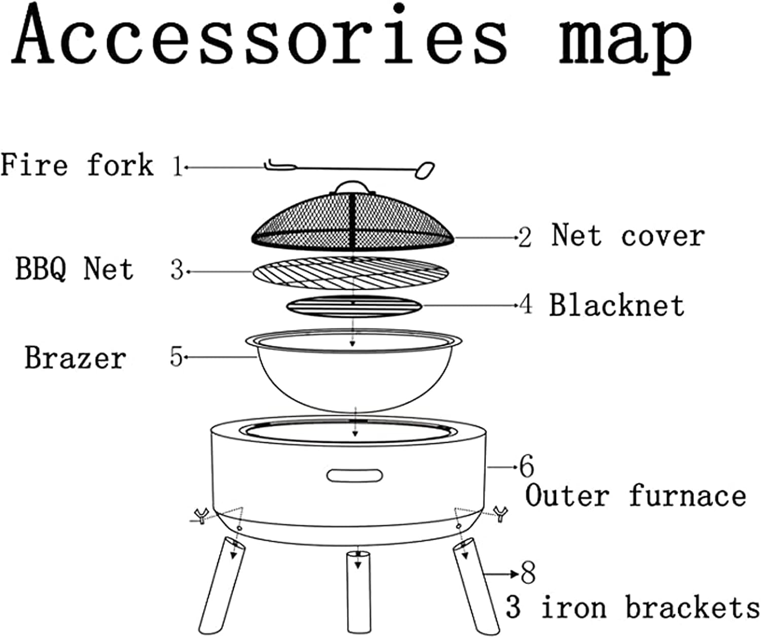 Outdoor Fire Pit Concrete Round and Wood Burning Fire Pit BBQ Grill Firepit Bowl Heaters with Grill