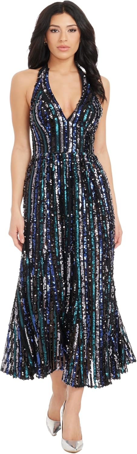 Dress the Population Women's Sarai Fit and Flare Midi Dress