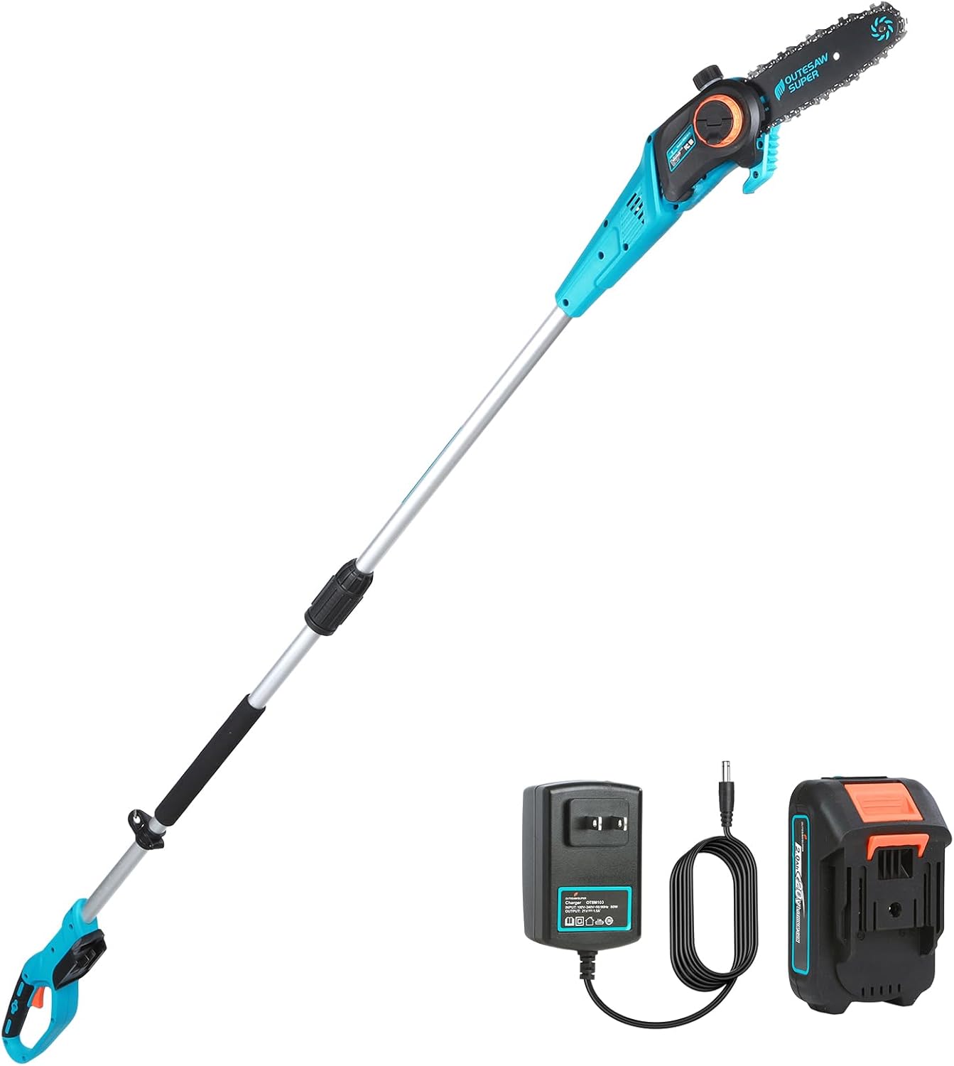 8-Inch Cordless Pole Saws 20V Electric Pole Saw for Tree Trimming Pole Chainsaw with 2.0Ah Battery & Charger 9.5 Ft MAX Reach Pole Chainsaw for Branch Cutting