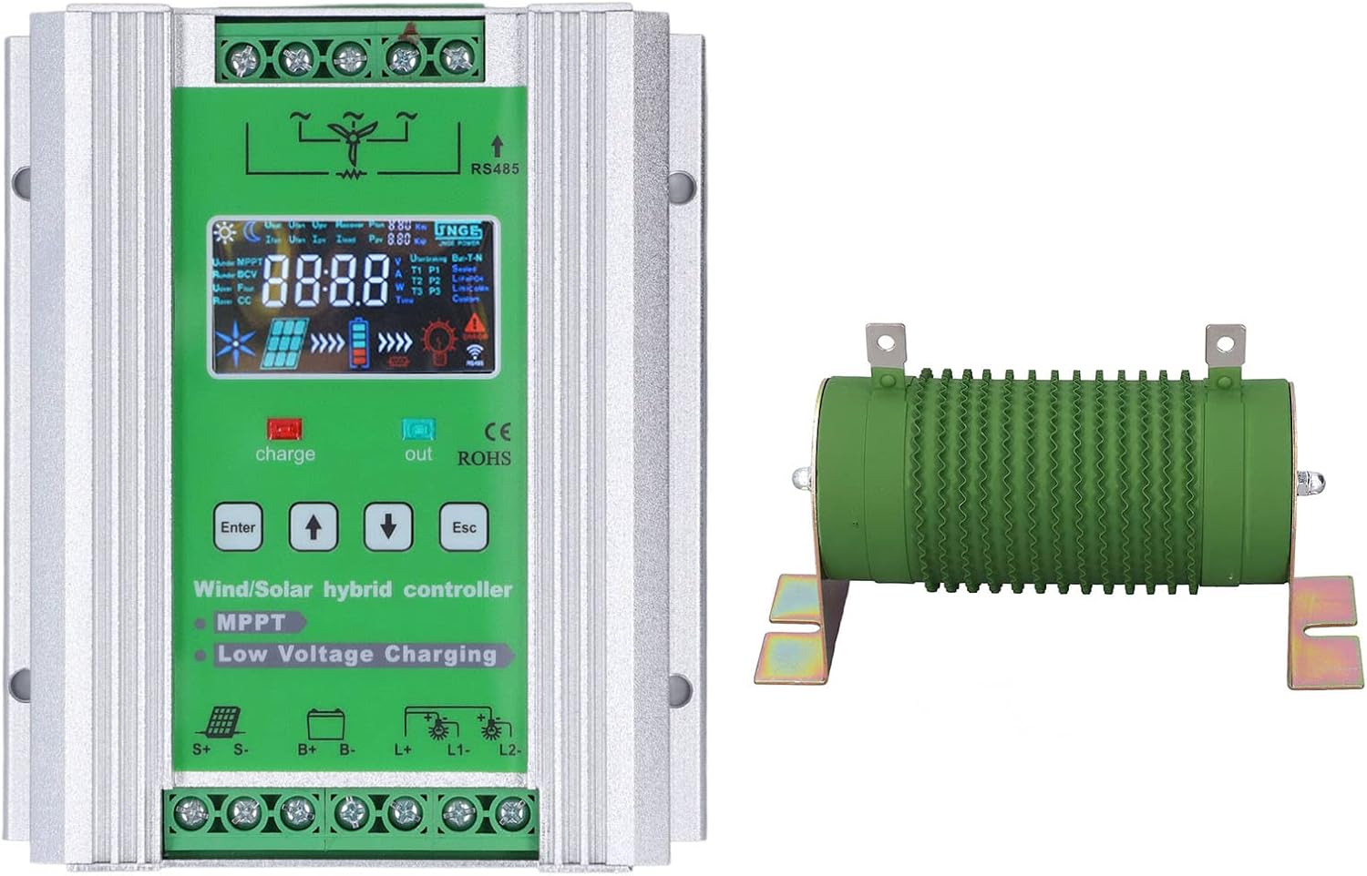 Wind Solar Hybrid Charge Controller High Efficiency 1000W Wind Solar Regulator Field Monitoring (DC12V/24V/48V)
