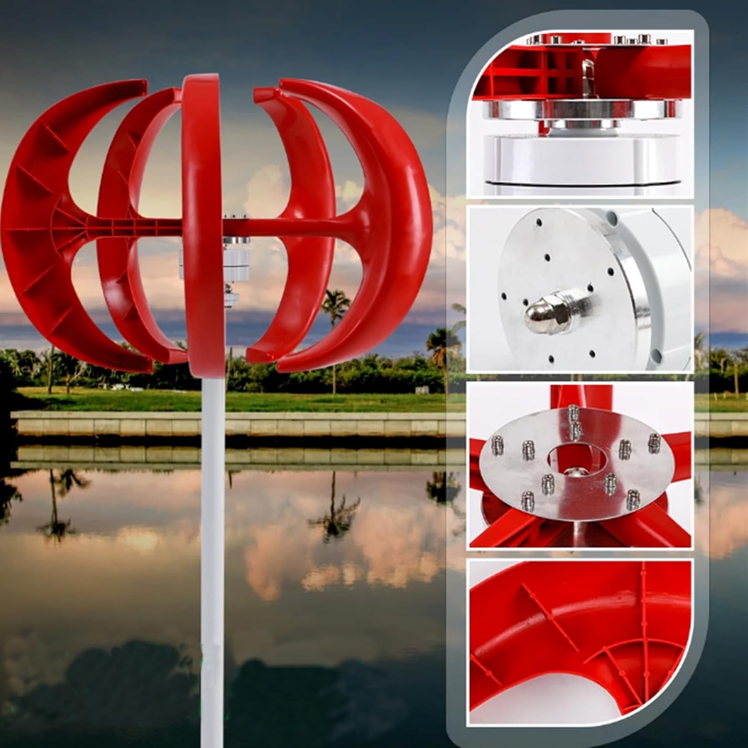 2000W Low Speed New Energy Wind Turbine Generator, 12V 24V 48V 220V Vertical Wind Turbine Generators for Outdoor Street Lights(with Controller)