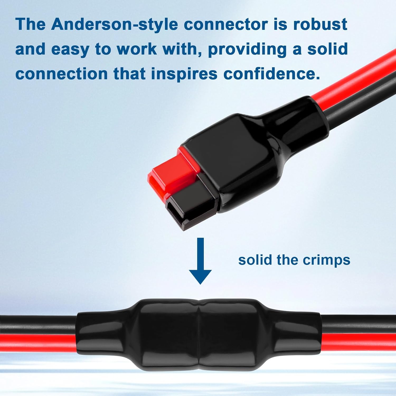 XRDS -RF 10AWG Anderson-Style Extension Cable 50FT, Anderson-Style 30A Connectors, Tinned Copper with PVC Jacket, Power Connect/Disconnect for Solar Panels, RVs, and Battery Systems