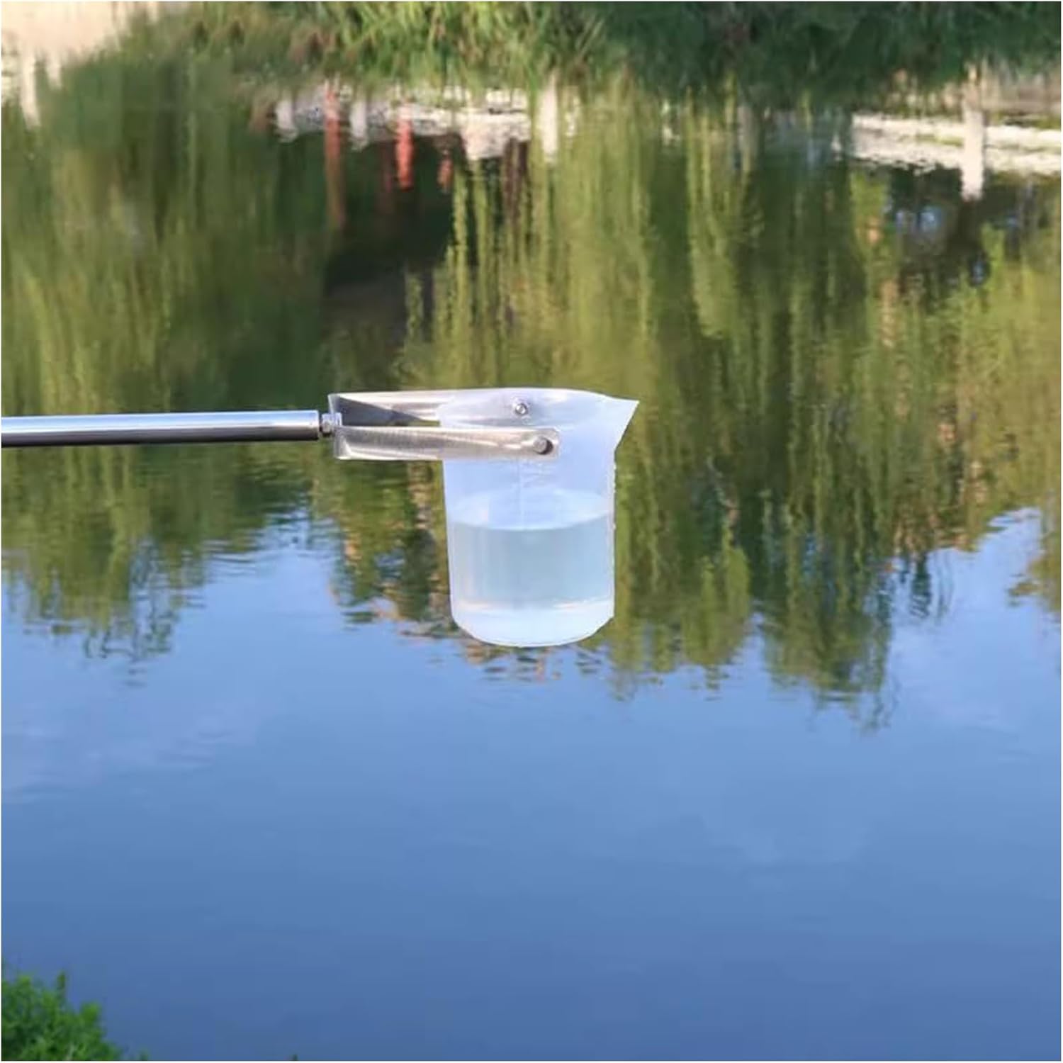 Stainless Steel Telescopic Water Sampler Kit - 500ml PP Beaker Ladle & Adjustable 1.49-7m Rod for Swimming Pool Water Testing & Cleaning Skimmer Tool