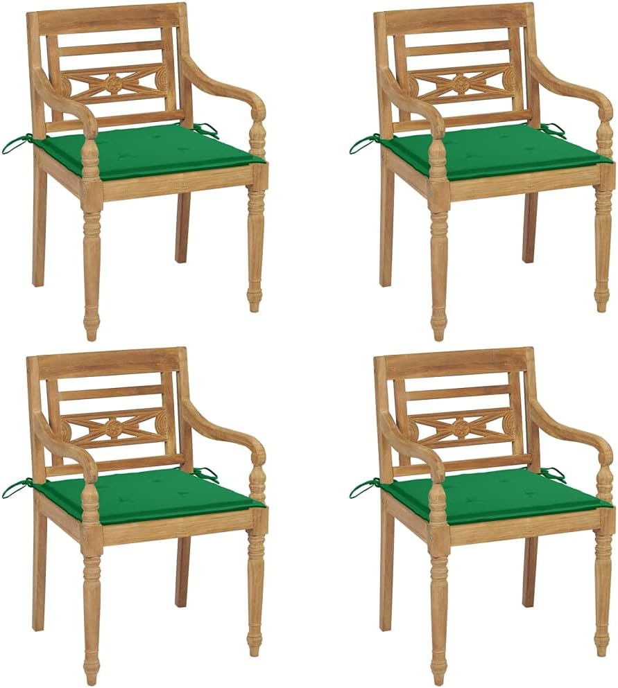 Patio Chair Batavia Chairs with Cushions 4 pcs Solid Teak Wood