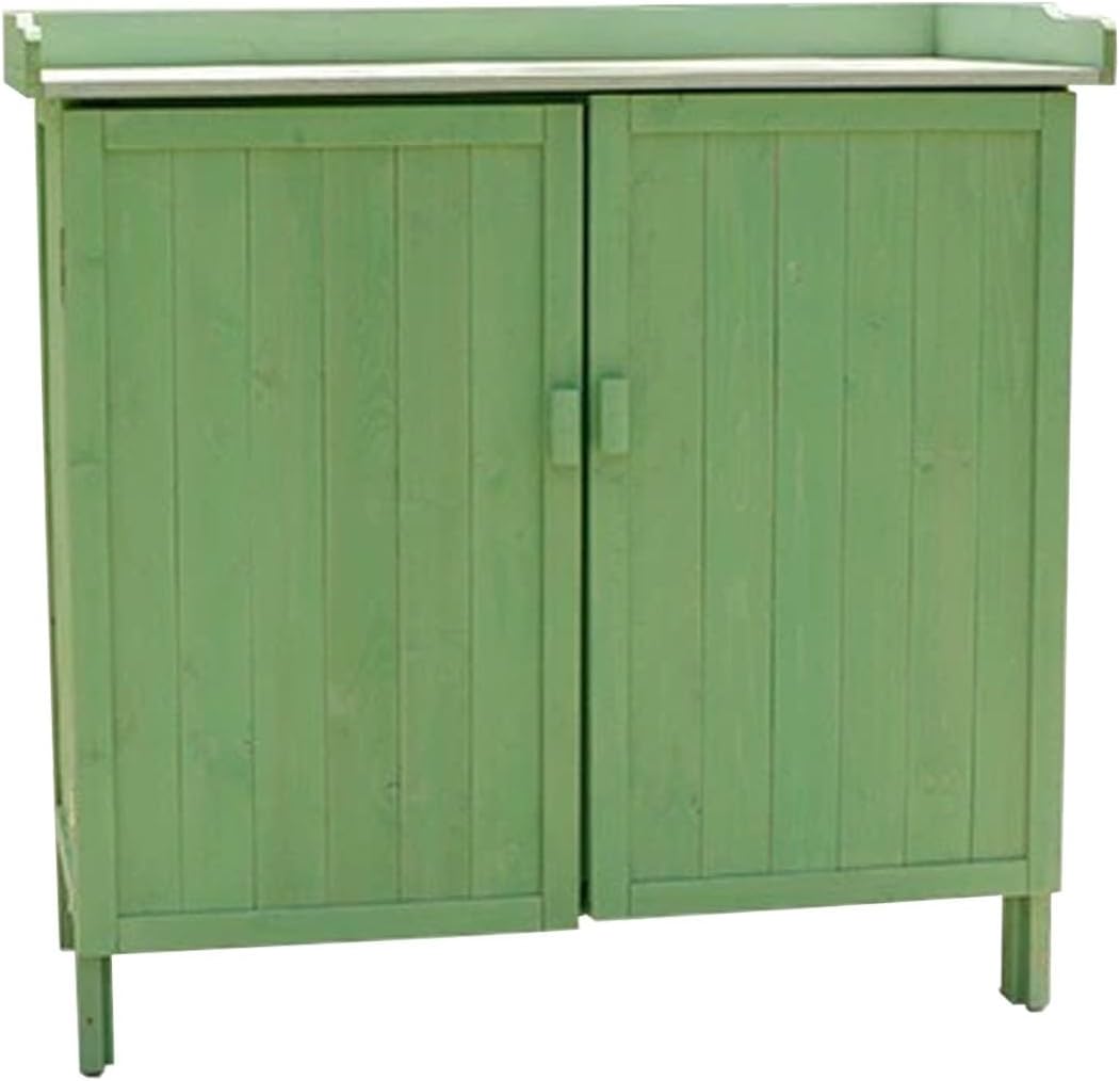 Outdoor Storage Box Vertical Removable Shelves Outdoor Storage Cabinet with Doors Outdoor Cabinets Weatherproof Patio Easy to Assemble, (Green)