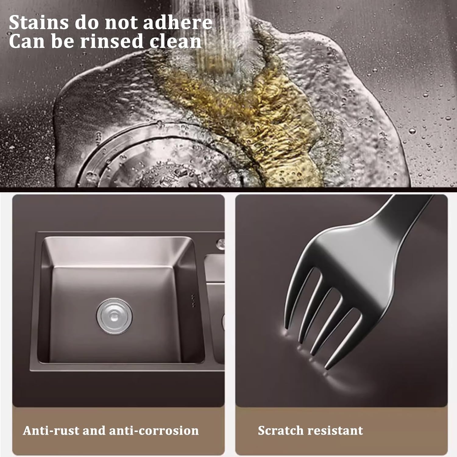 Kitchen Sink Tap,Stainless Steel Sink Gray Large Double Bowl Sink Kitchen Sink Pullout Faucet Glass Washer and Other Accessories Included,75x40x20cm,88x45x20cm