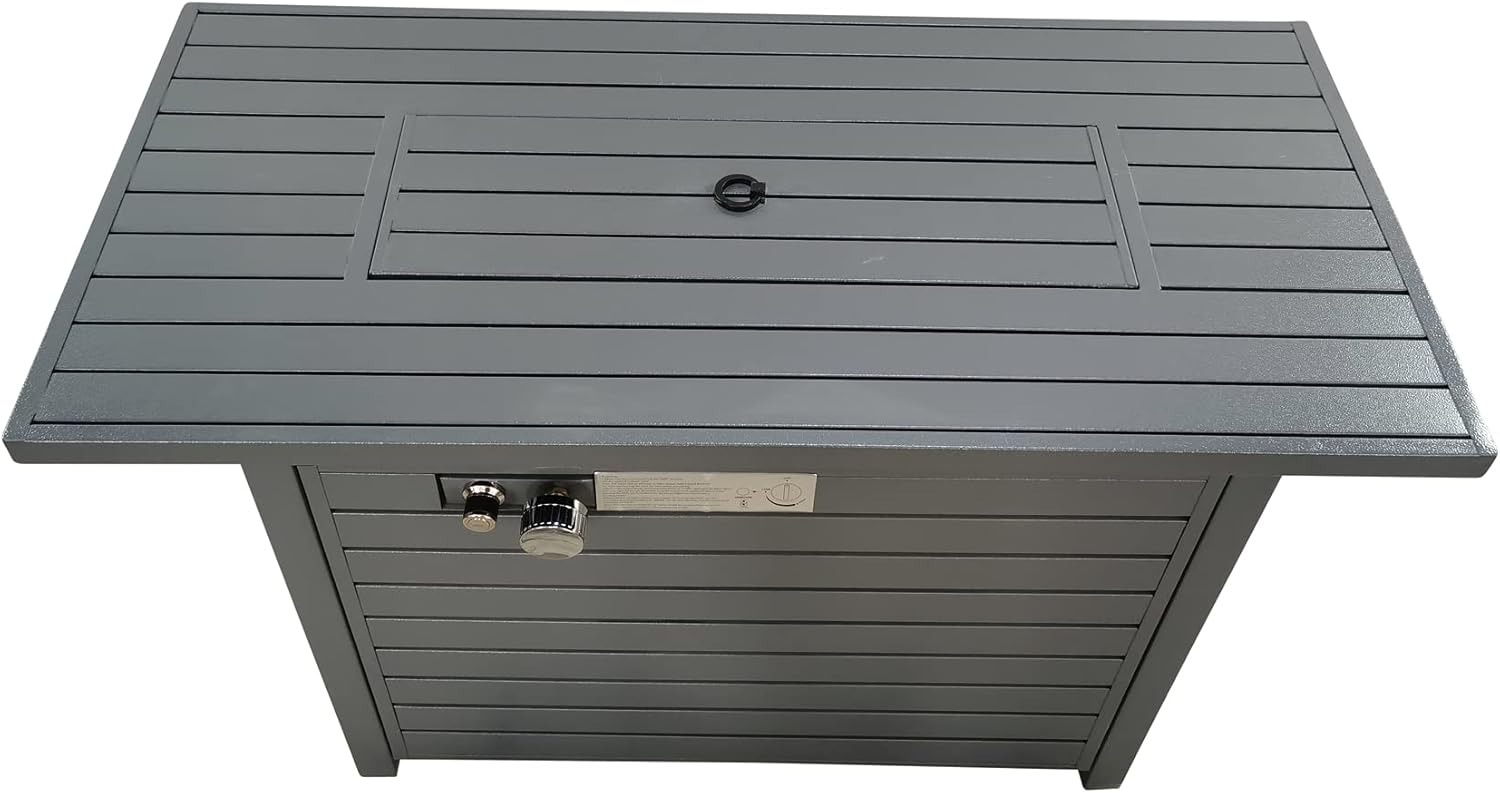 11'' H x 42'' L Steel Propane Outdoor Fire Pit Table with Lid