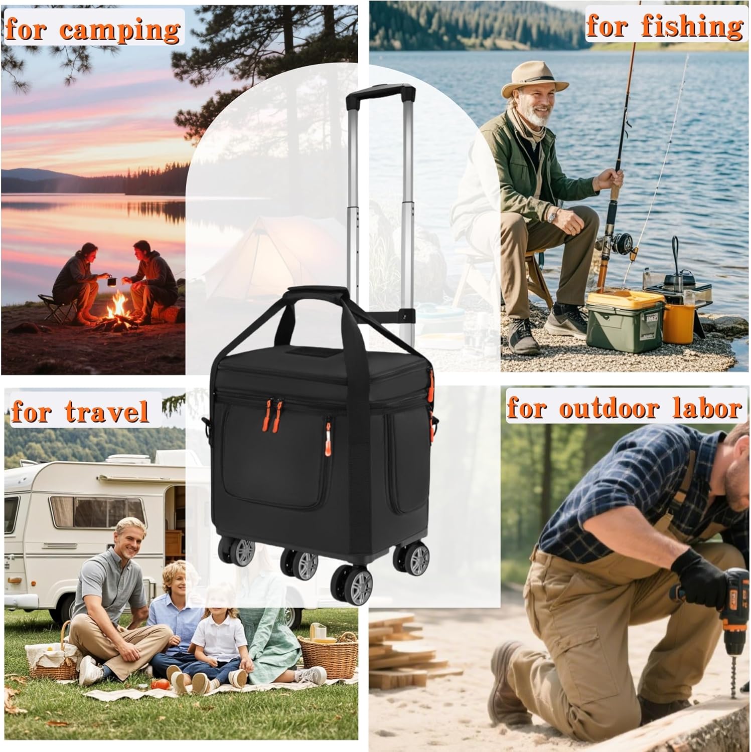 Carrying Case Compatible with Anker SOLIX C1000/C800/C800 Plus,Generator Covers with Wheels and Pull Rods,Power Station Bag with Side Zipper for Anker SOLIX(black, with wheels)