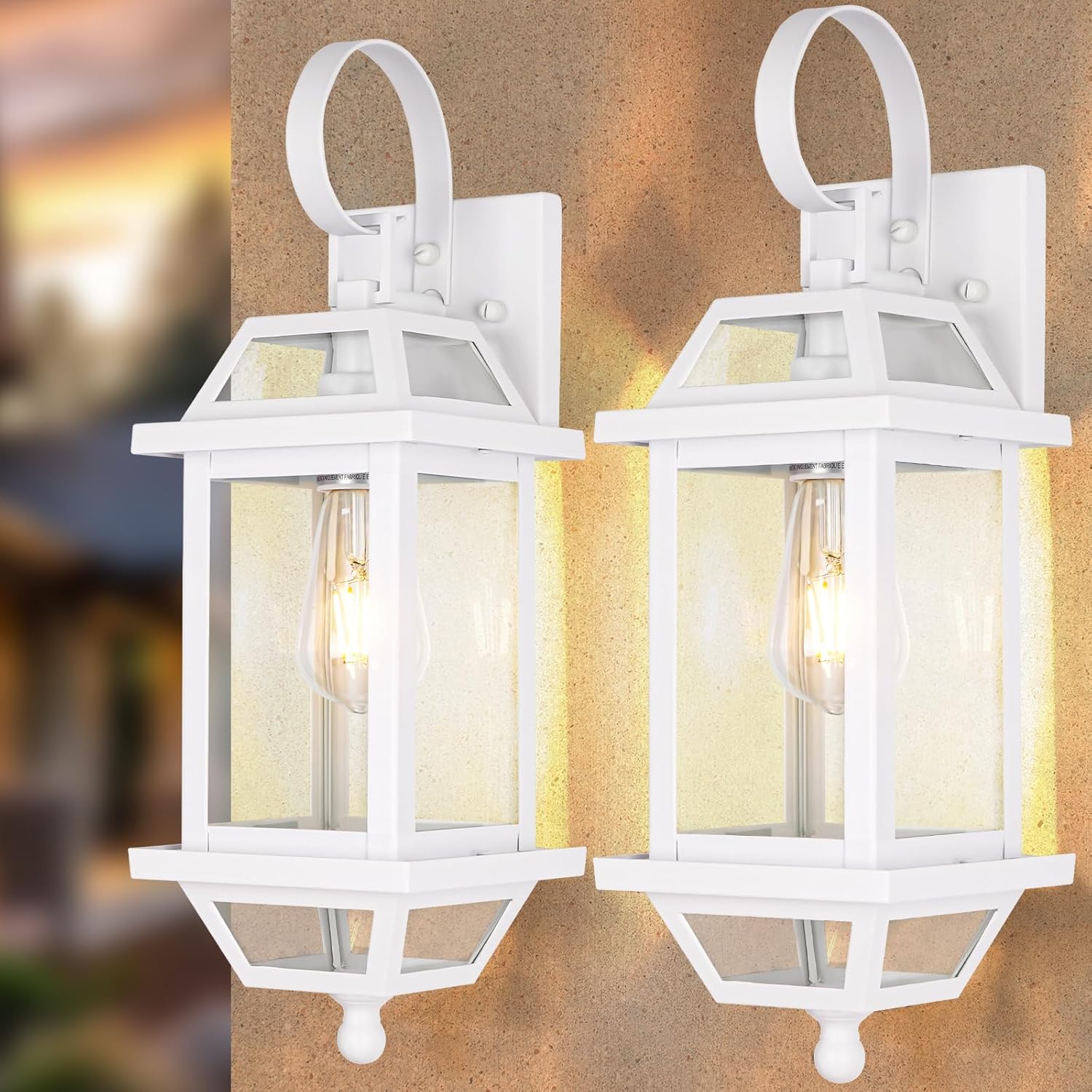 White Outdoor Wall Lantern 2-Pack, Large 18