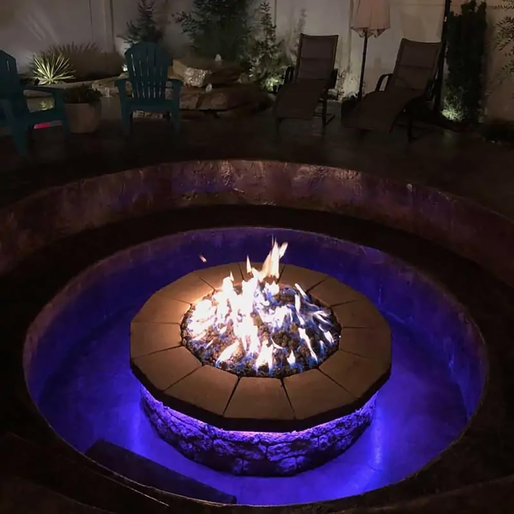 AFG Match Lit Fire Pit Burner Kit (SS-FR-12KIT-PAN-LP-MSCB), Round, 12-Inch Burner, 18-Inch Flat Pan, Propane, Polished Chrome, with Flange, Key, Valve, Flex Line and Fittings