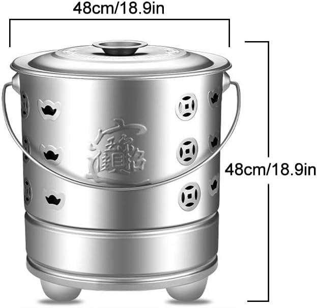 Incinerator, Burn Barrel, Yard Waste Incinerator, Outdoor Fire Pits, with Lid and Handle, Fire Barrel for Paper Leaf Courtyard Waste Trash(Silver,XX-Large)