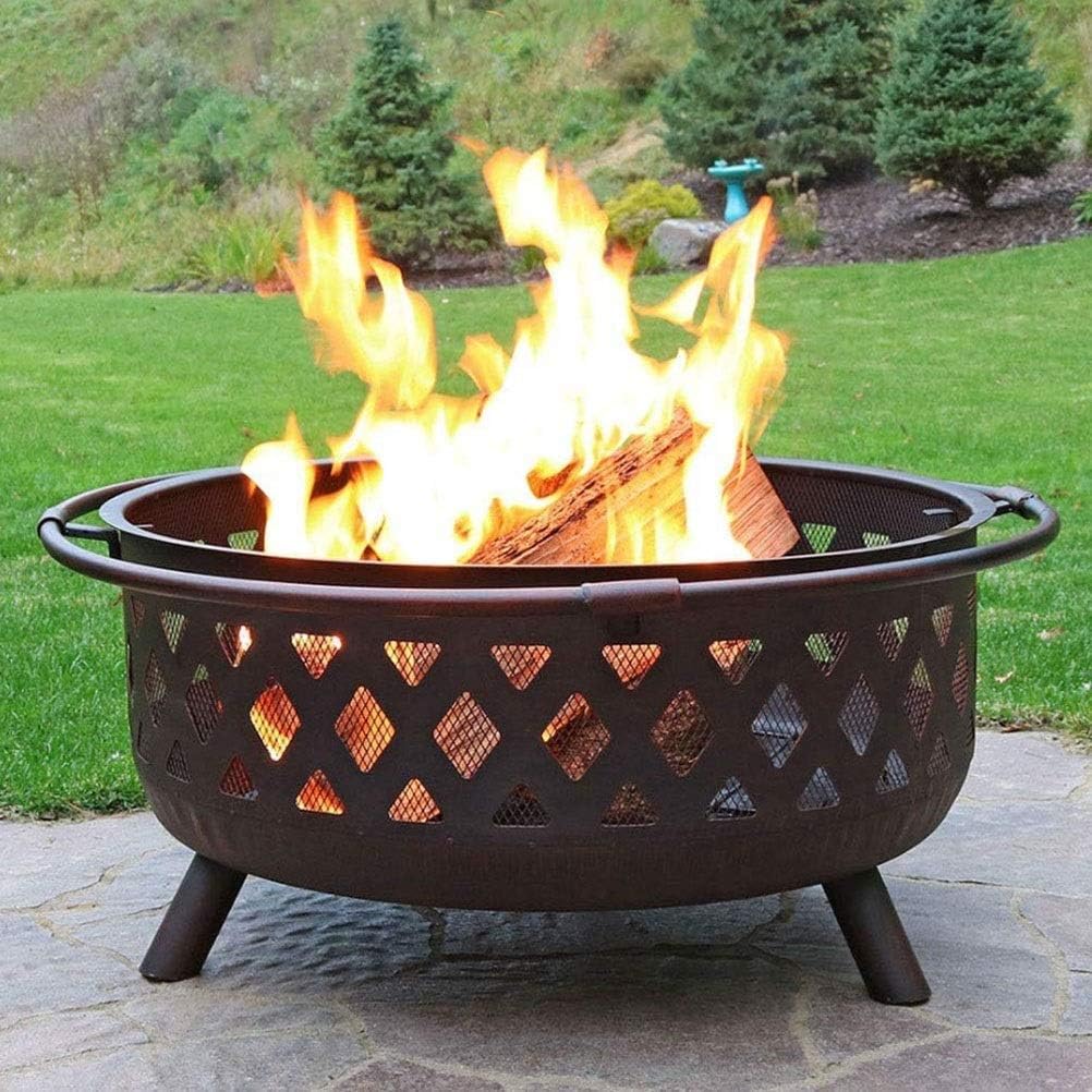 Outdoor Fire Pits Fire Bowl with Handles,Removable Metal Fire Basket with Fire Fork, Patio Garden Multifunctional Fire Pit for Heating/BBQ