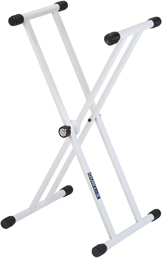 QUIK LOK - T20-WH-BB Keyboard Support X White, Double X Keyboard Stand, Base Depth 46 cm, Depth of Supports 35.8 cm, White