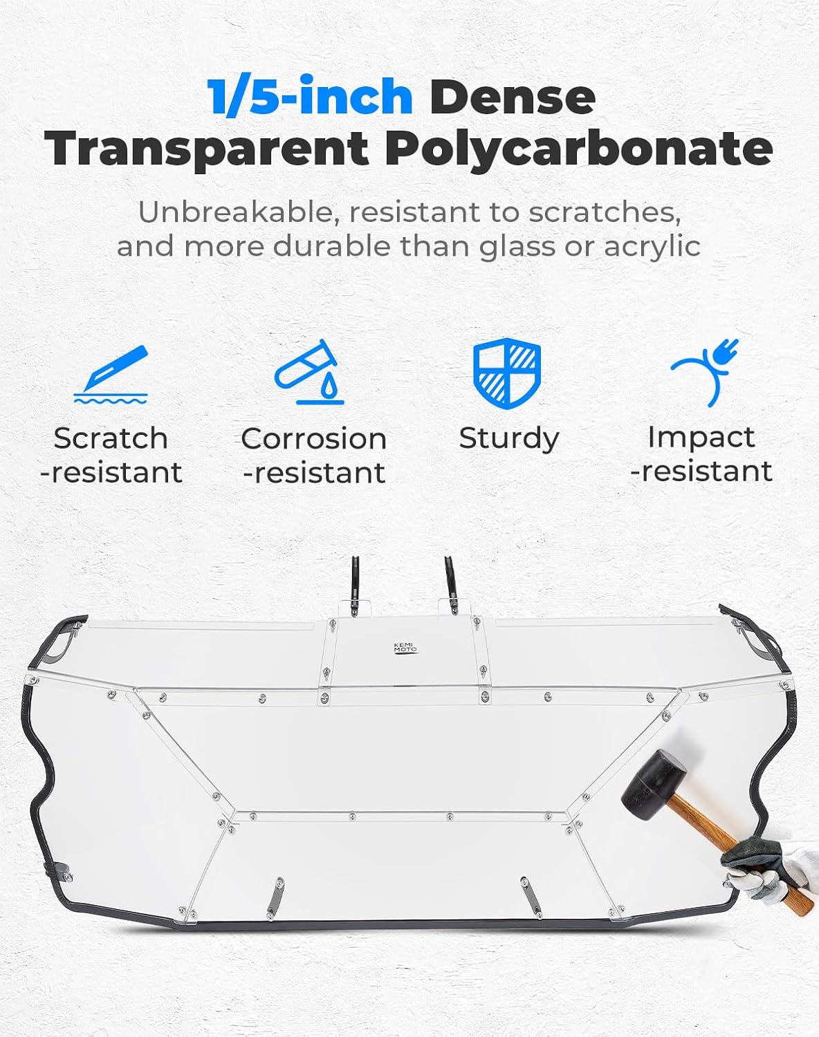 KEMIMOTO Scratch-Resistant Rear Windshield Compatible with 2023 2024 2025 Pioneer 1000-6, Better Sealing, No Water Leak, 1/5’’ Thick PC Material UTV Back Window, 9-Piece Assembly, Accessories