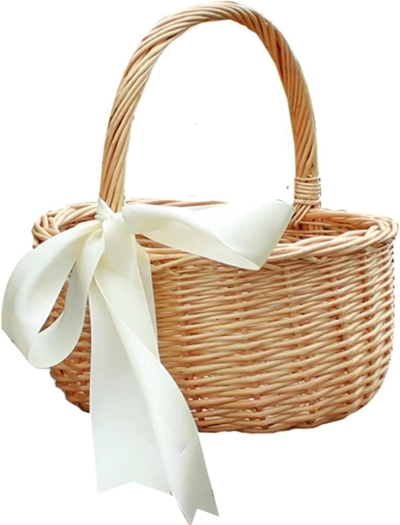 Rustic Picnic Basket, Picnic Basket Hand Woven Storage Basket Fruit Storage Basket Garden Picnic Baskets Perfect for Camping Basket for Outdoor Camping