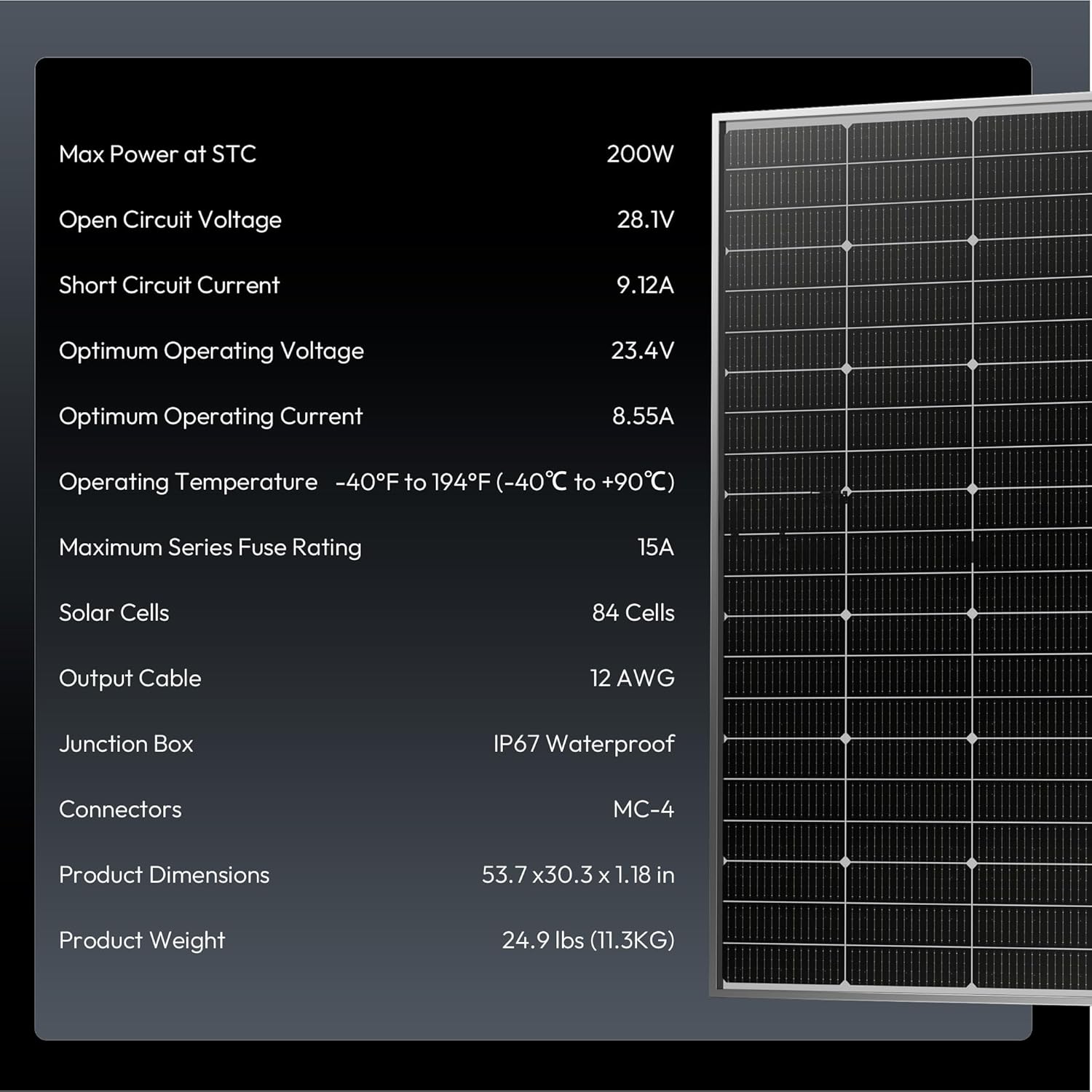 Epoch 400W Bifacial Solar Panels,N-Type 12/24 Volt Monocrystalline Solar Panel, High-Efficiency Waterproof Solar Module for RV Camping, Boat, Marine,Off-Grid[200w×2pcs]