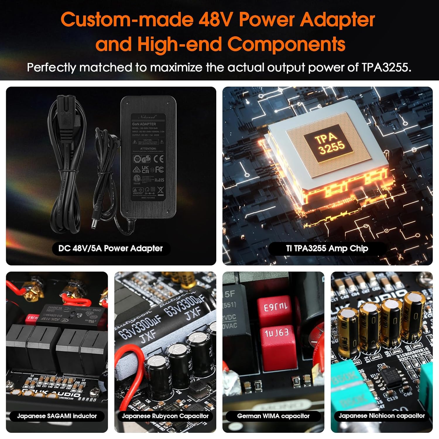 Douk Audio A100 TPA3255 300 watts x2 Digital Power Amplifier, Stereo/Mono Channel SUB Audio Amp for Home Speakers/Subwoofers, Black, SUC-A100