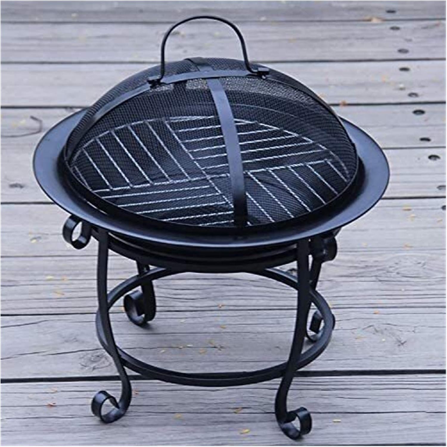 Fire Pits Outdoor Wood Burning Outdoor Fire Pit with Mesh Screen & Poker Portable Wood Burning Firepit Bowl for Outside/Patio/Backyard/Porch/Deck with Cover BBQ Cooking for Outside Camping Backyar
