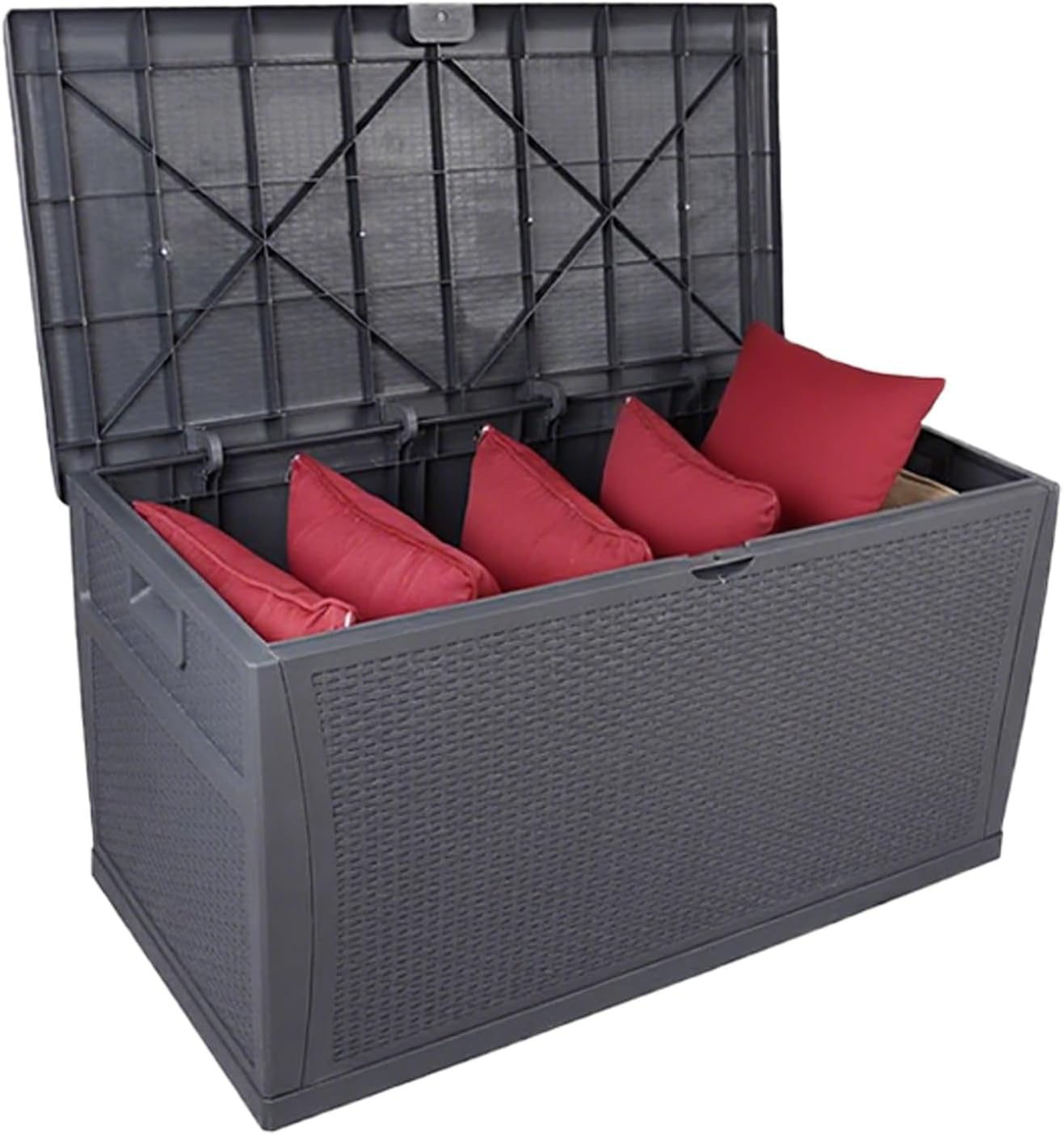 Heavy-Duty Waterproof Deck Box with Lock, Resin Construction for Pool Equipment, Garden Tools, Outdoor Furniture Cushions Storage Solution D 1pcs