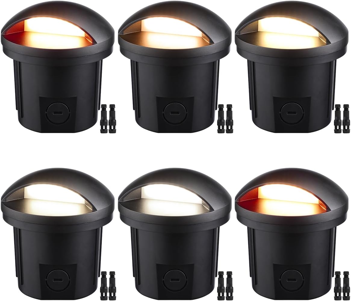 LEONLITE 5W Well Lights Landscape LED, Low Voltage Inground Lights Outdoor, 1800K/2700K/3000K/4000K/5000K Adjustable, Aluminum, ETL Listed, IP67 Waterproof, 12-24VAC/DC, CRI90, 150lm, Black, Pack of 6
