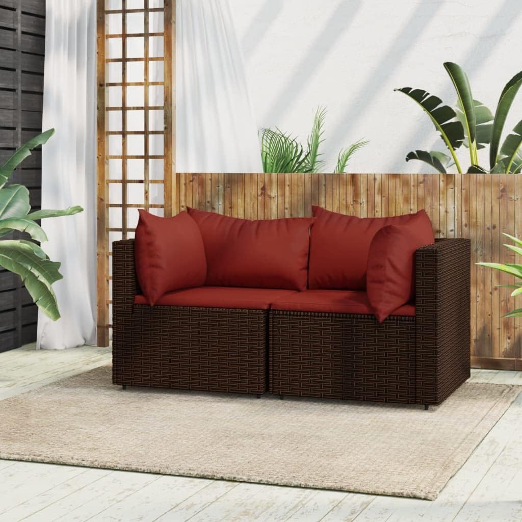 Patio Corner Sofas with Cushions 2 pcs Brown Poly Rattan,Versatile Patio Corner Sofa Set with Cushions for Outdoor Relaxation Patio Furniture & Accessories, Outdoor Seating