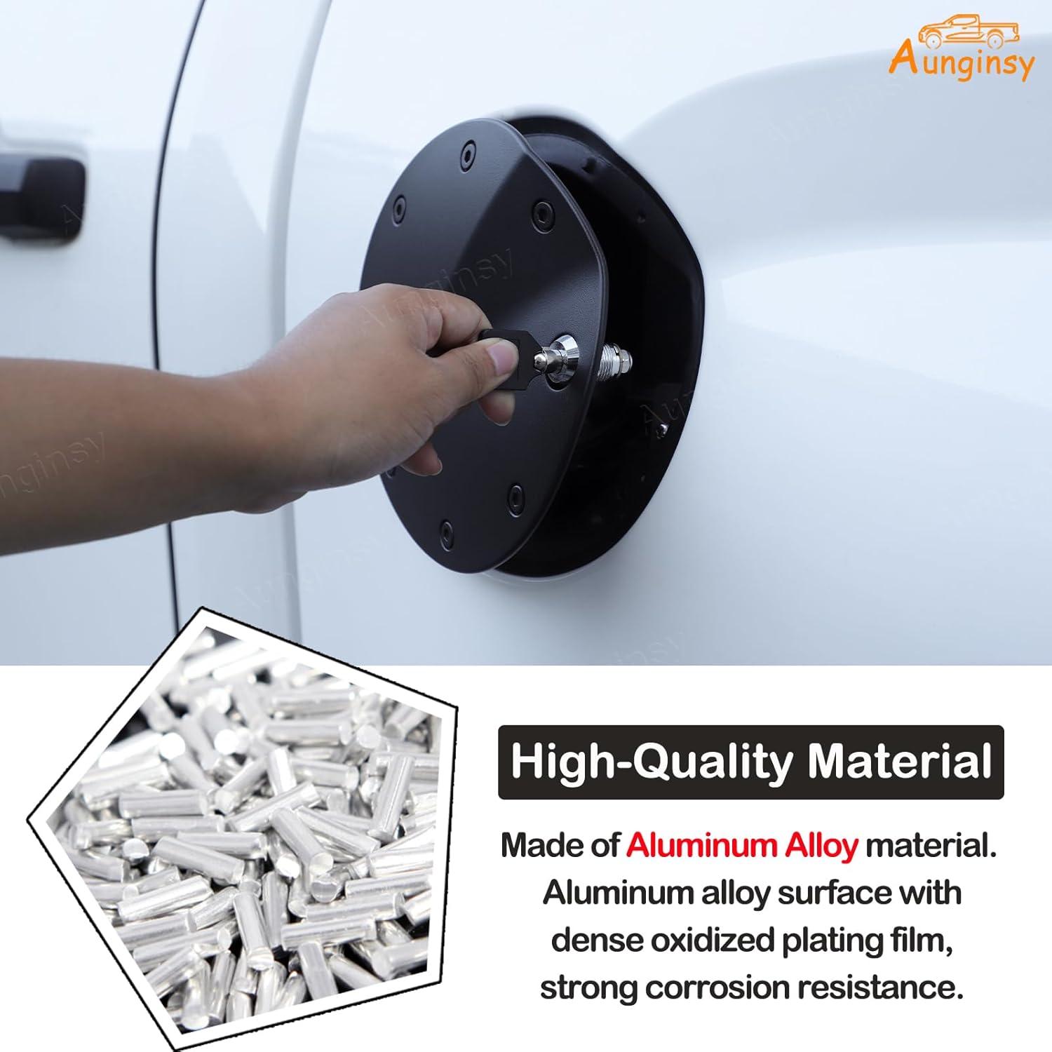 Aunginsy Fuel Tank Cap Replacement Anti-theft Lock Cap Compatible with Toyota Tundra 2022-2025 Car Door Fuel Tank Cover W/Lock Gas Caps Tank Trim Cover Fuel Filler Protector with Key/Lock Accessories