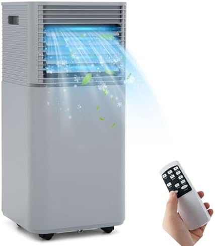 DORTALA Portable Air Conditioners 10000 BTU, AC Cooling Uint with Dehumidifier, Remote Control, 24H Timer & Window Kit, Stand up Air Conditioner for Bedroom, Dorm, Cools up to 350 sq.ft, Grey