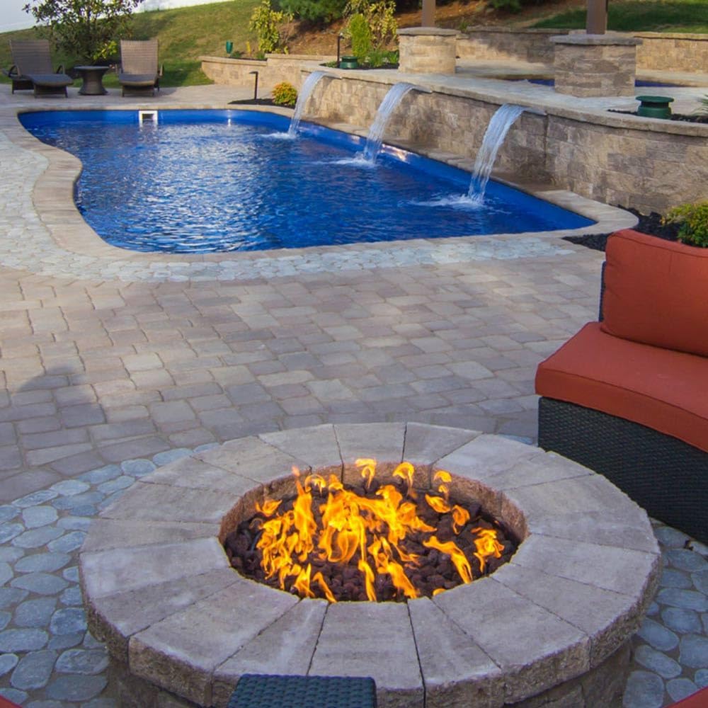 AFG Match Lit Fire Pit Burner Kit (SS-FR-12KIT-PAN-LP-MSCB), Round, 12-Inch Burner, 18-Inch Flat Pan, Propane, Polished Chrome, with Flange, Key, Valve, Flex Line and Fittings