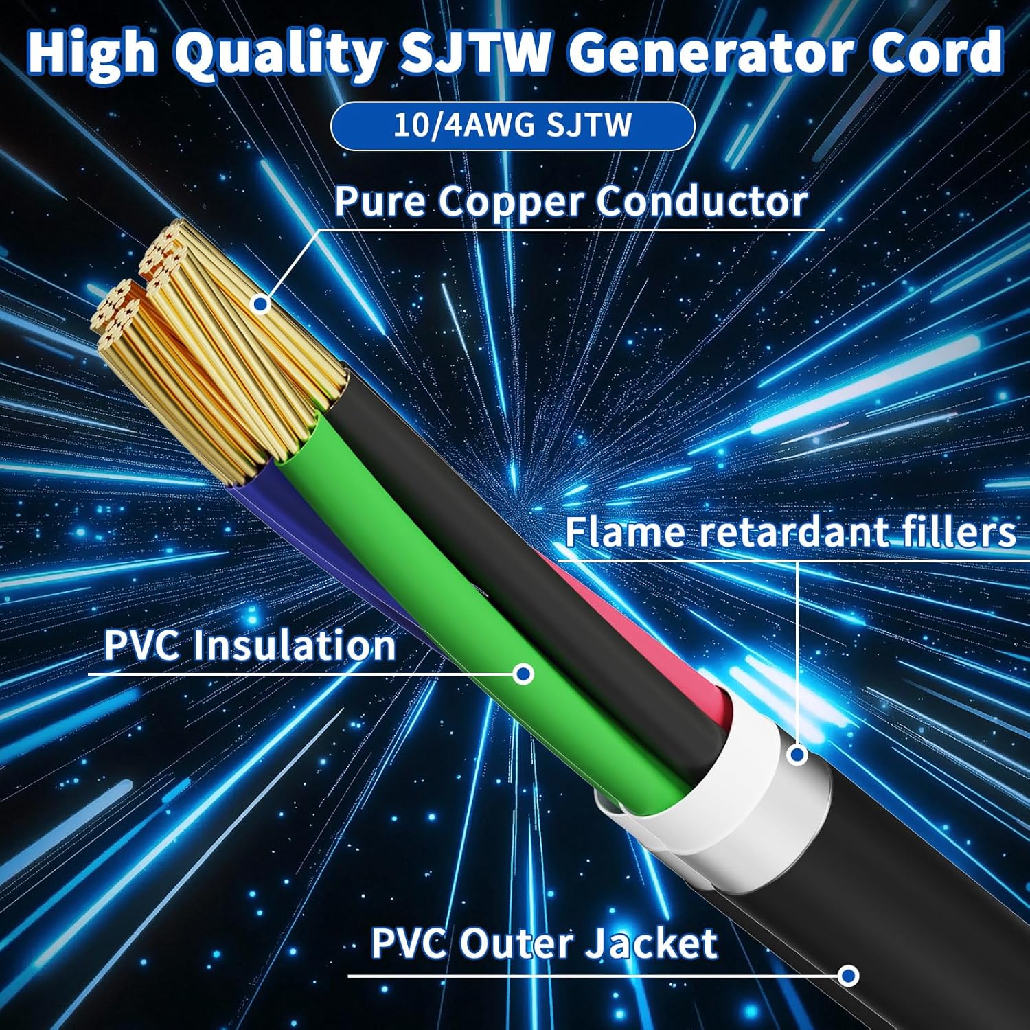 30 Amp Generator Cord and Power Inlet Box, 50FT 125V/250V 4 Prong SJTW Generator Extension Cord, Pre-Drilled 30 Amp Inlet Box Interlock Kit NEMA L14-30P to L14-30R Twist Locking ETL Listed
