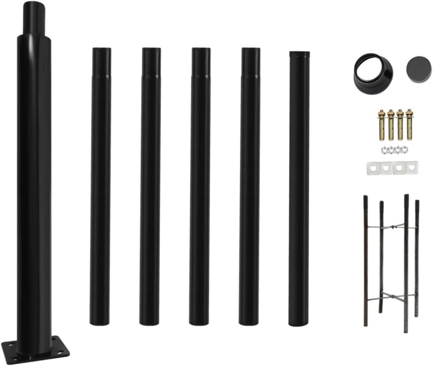 Outdoor Street Light Pole - 20ft Tall Heavy-Duty Metal Split Street Lamp Post with Mounting Ground Cage for Parking Lot, Backyard, and Courtyard Lighting